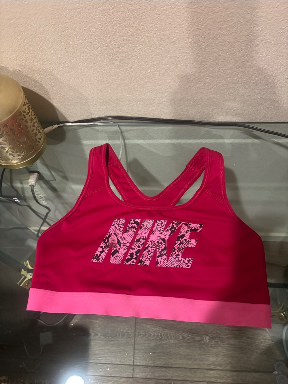 Nike Pro Classic Dri-Fit Pink Snakeskin Logo Sports Bra
